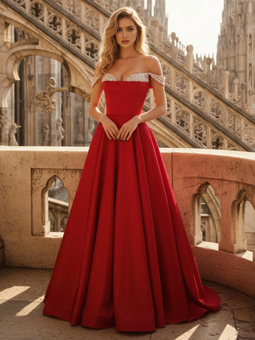 Regal A Line Sweetheart Beaded Strap Lace Up Back Floor Length Prom Dress