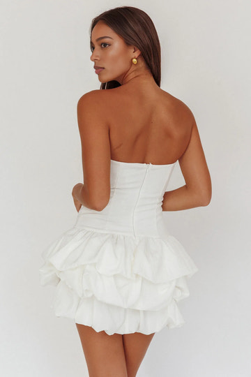 Strapless Bubble Hem Layered Mini Homecoming Dress