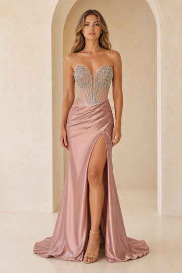 Glamorous Mermaid Strapless Sleeveless Zipper Sweep Train Prom Dress