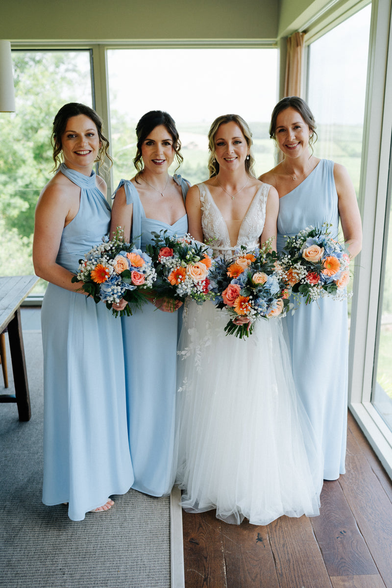 Simple Strapless Long Gown With Bow Tie Chiffon Strap Maxi Dress Bridesmaid Dress