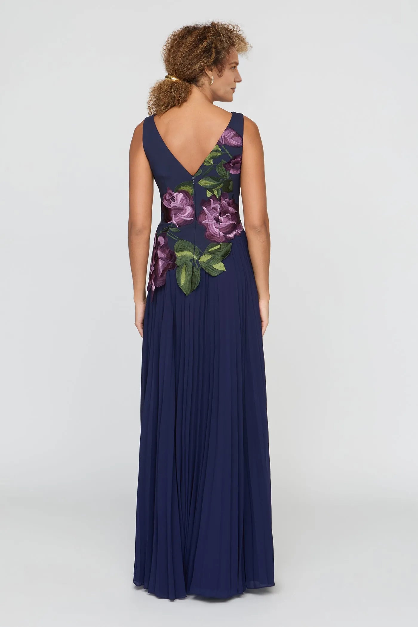 Elegant A-Line Boat Neck Chiffon Floor-Length Embroidered Gown Mother of the Bride Dress