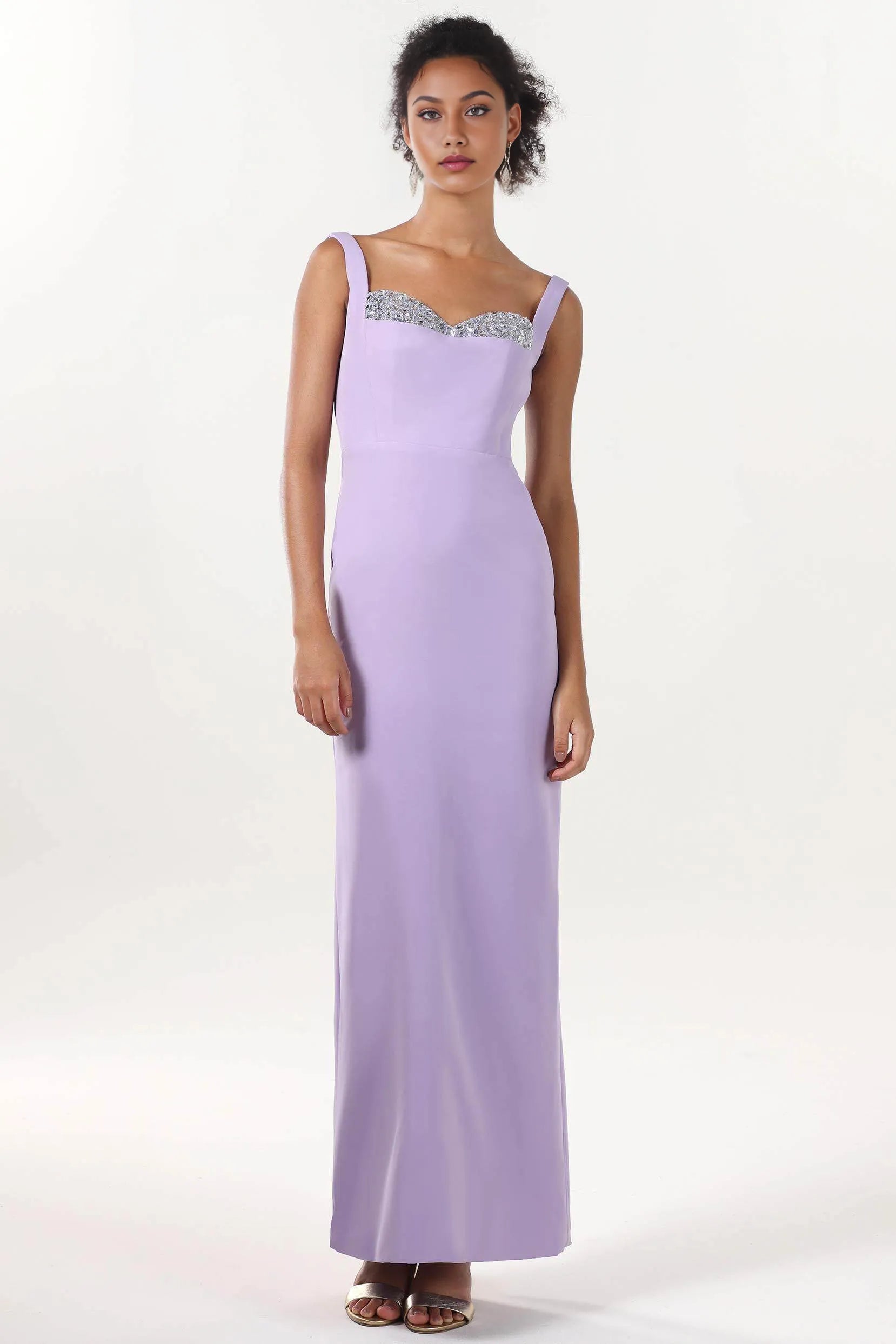 Graceful Sheath-Column Sweetheart Sleeveless Crepe Beaded Formal Evening Dress