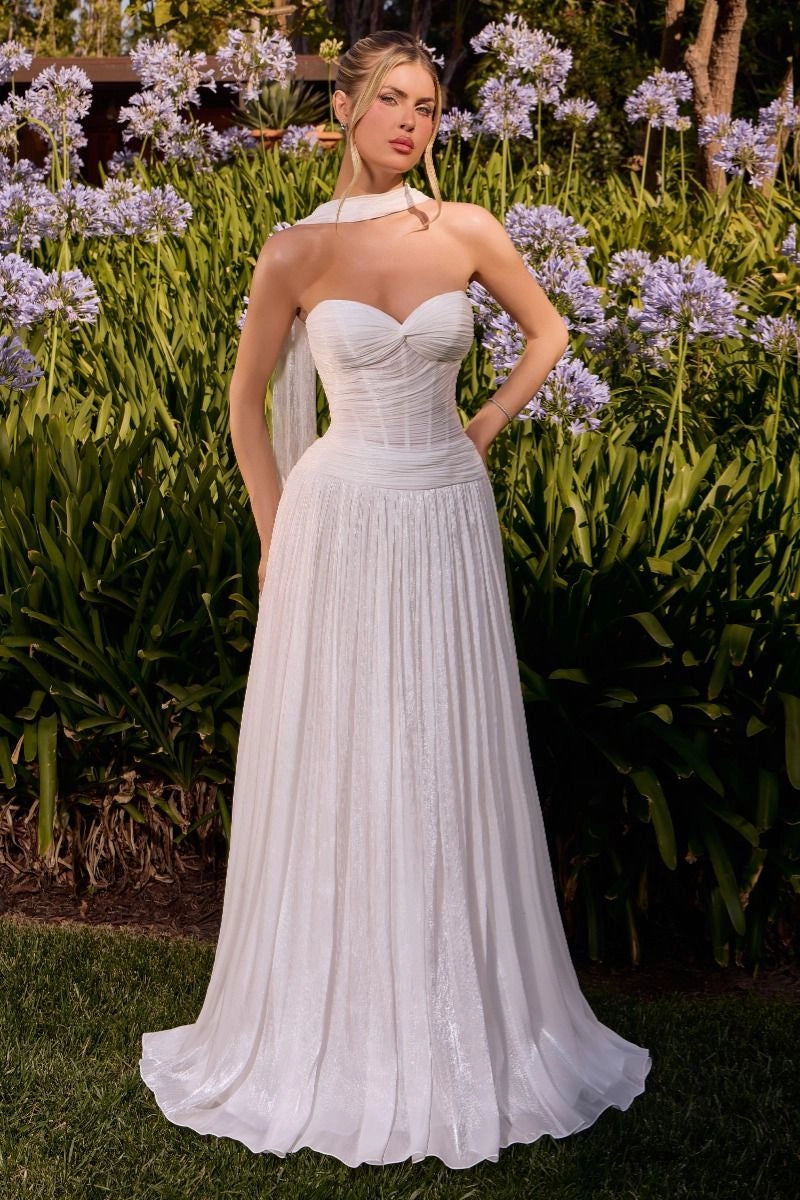Elegant A-line Strapless Sweetheart Lace Up Back Floor Length Bridal Wedding Dress