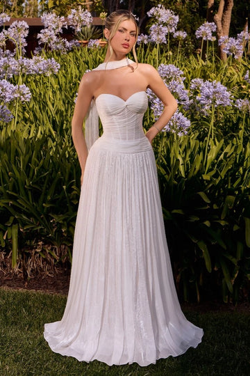 Elegant A-line Strapless Sweetheart Lace Up Back Floor Length Bridal Wedding Dress
