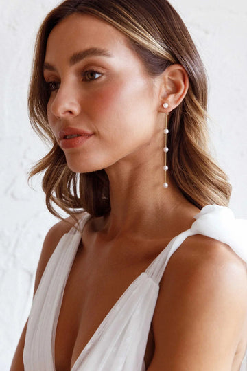 Gold-Tone Pearl Chain Drop Earrings