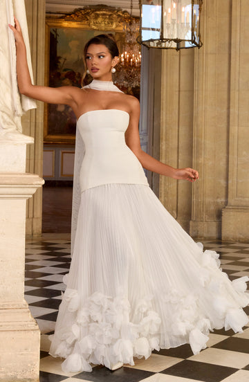 Slim Sheath Strapless Sleeveless Lace Up Back Floor Length Wedding Dress