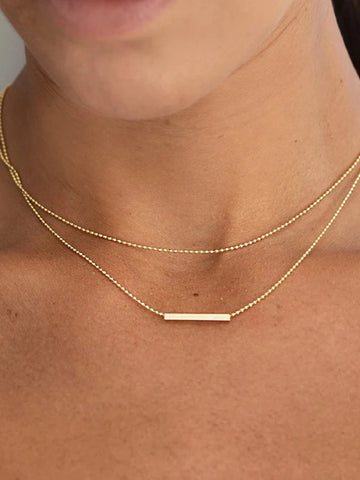 Gold-Tone Double Layer Bar Pendant Necklace