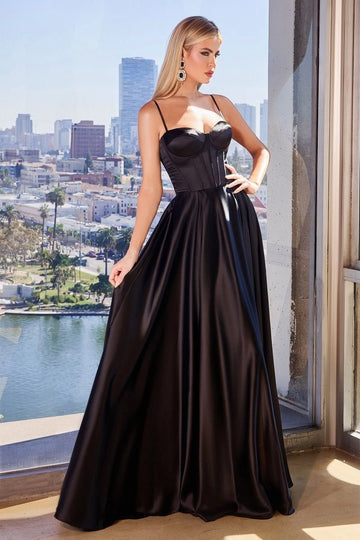 Elegant A-Line Sweetheart Neck Spaghetti Straps Lace-Up Back Floor-Length Bridesmaid Dress