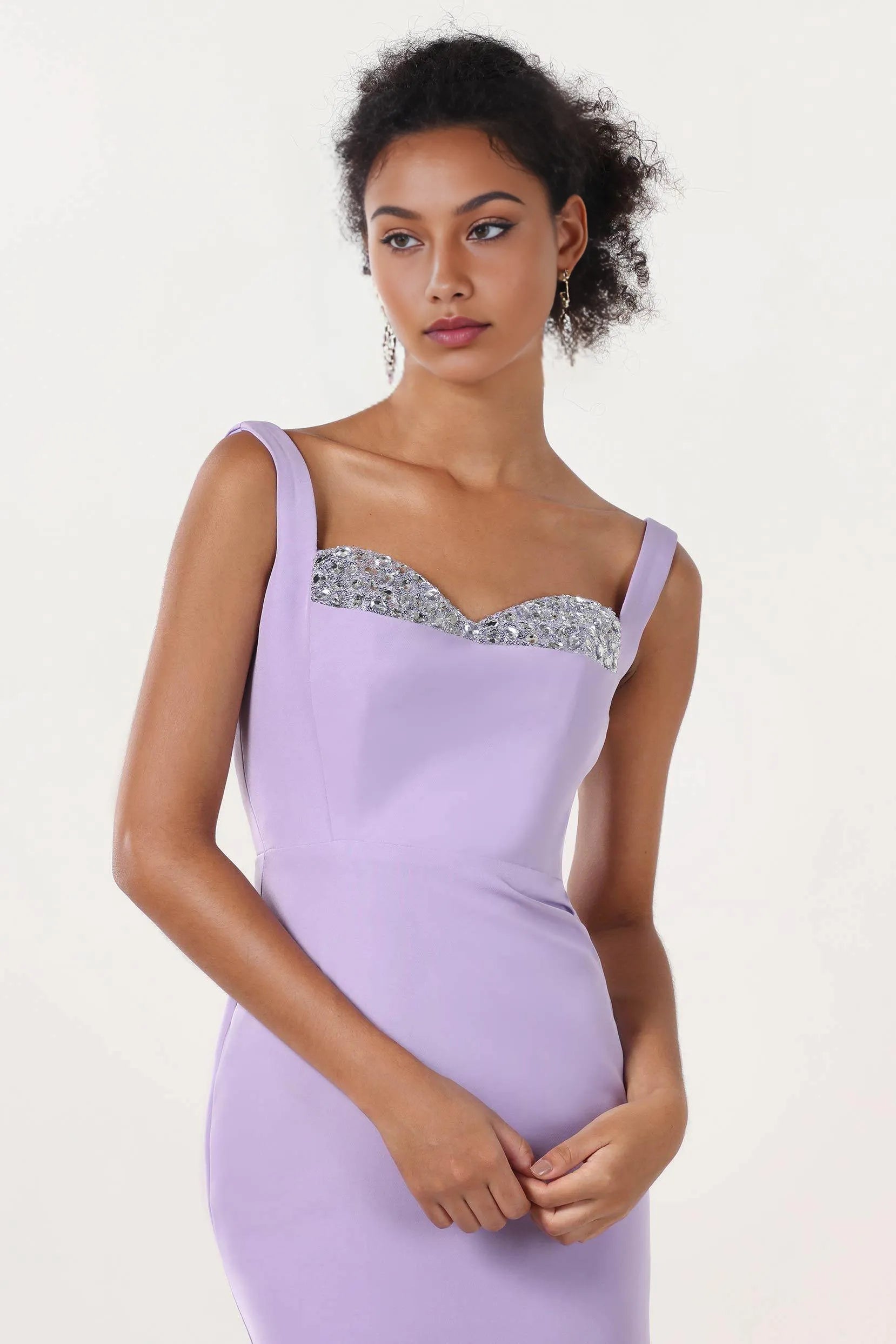 Graceful Sheath-Column Sweetheart Sleeveless Crepe Beaded Formal Evening Dress
