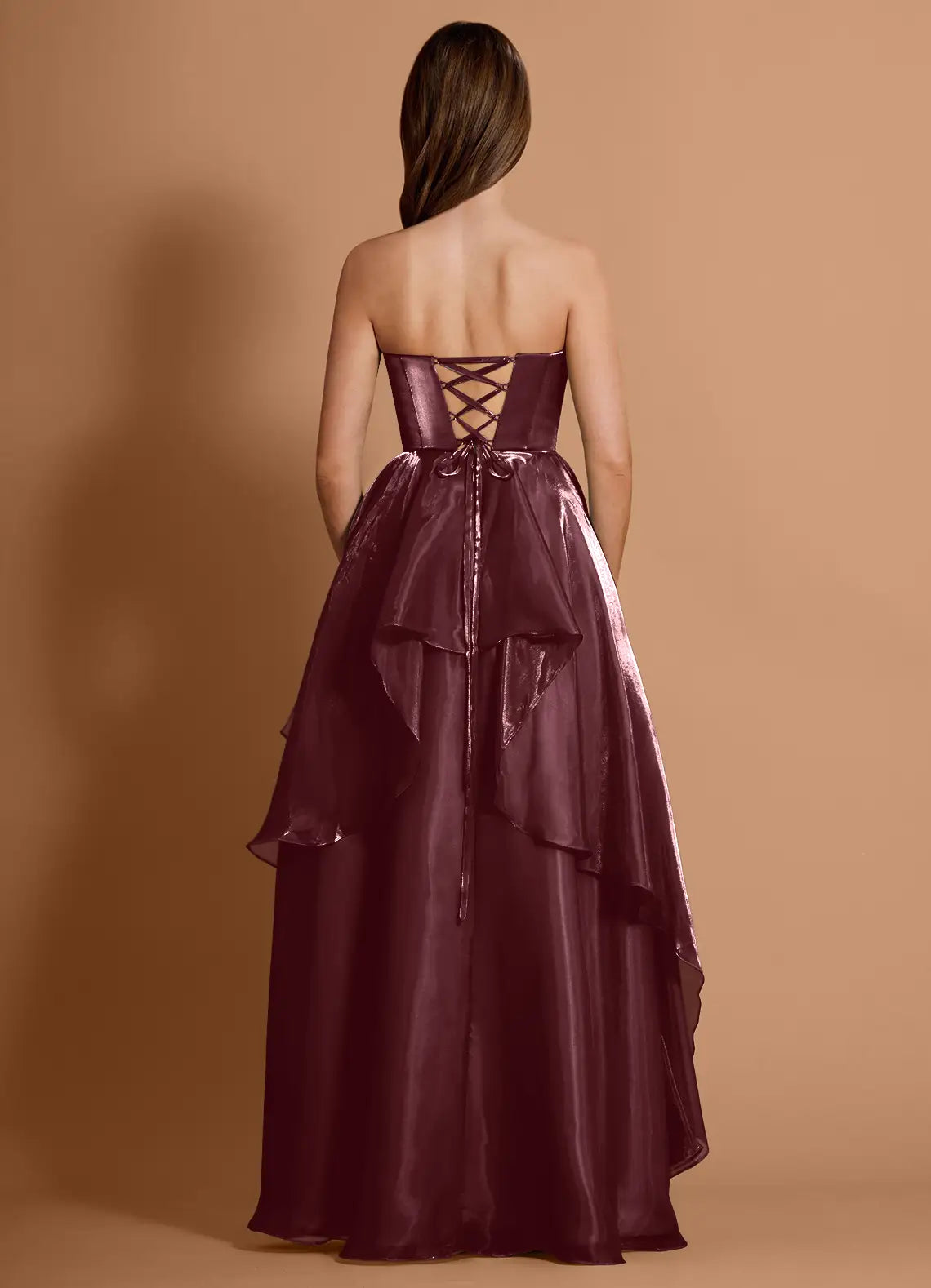 Ethereal A-line Sweetheart Strapless Tulle Maxi Prom Dress High-slit Evening Gown