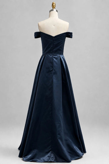 Luxury A-Line Off Shoulder Short Sleeve Zip Back Floor Length Mother Of The Bride Dress