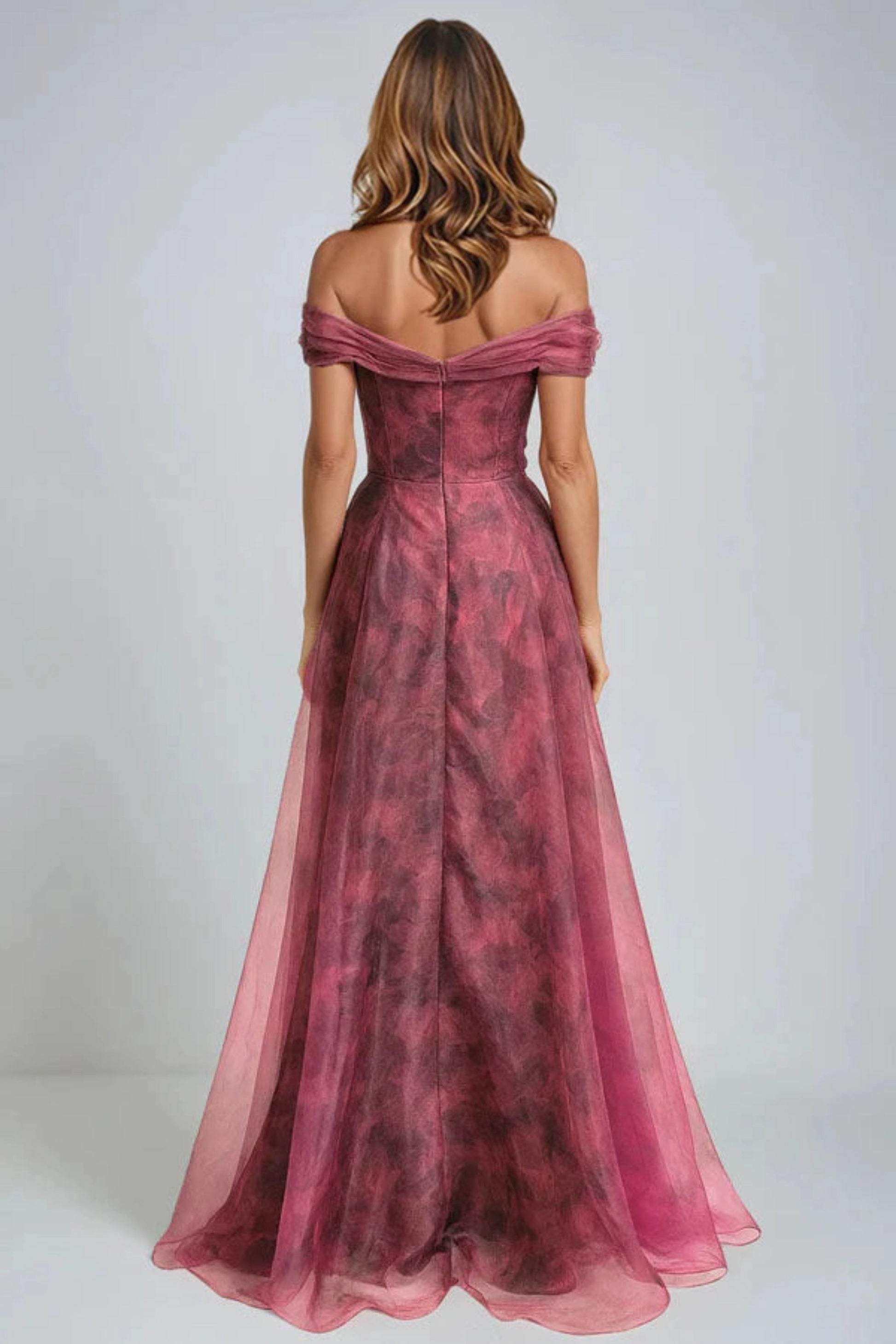 Refined A-Line Sweetheart Off-Shoulder Sleeves Classic Back Floor-Length Evening Dress