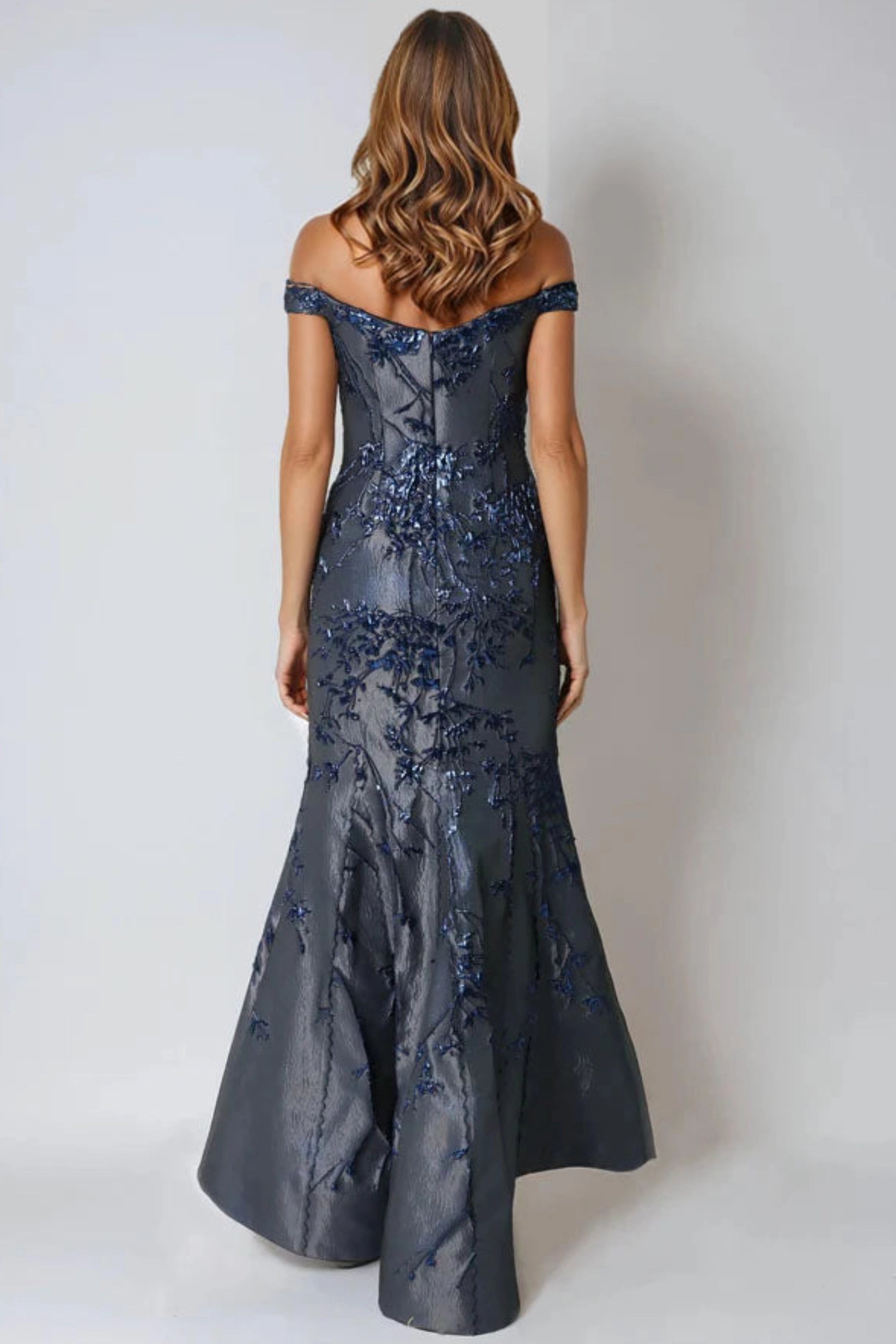 Refined Mermaid Sweetheart Off-Shoulder Sleeves Classic Back Floor-Length Mother of the Bride Dress