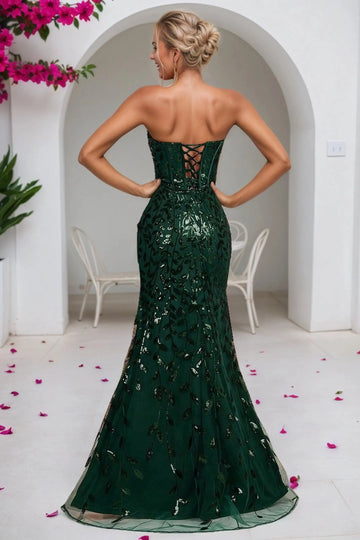 Sequin Mermaid Sweetheart Strapless Lace‑up Back Floor Prom Dress