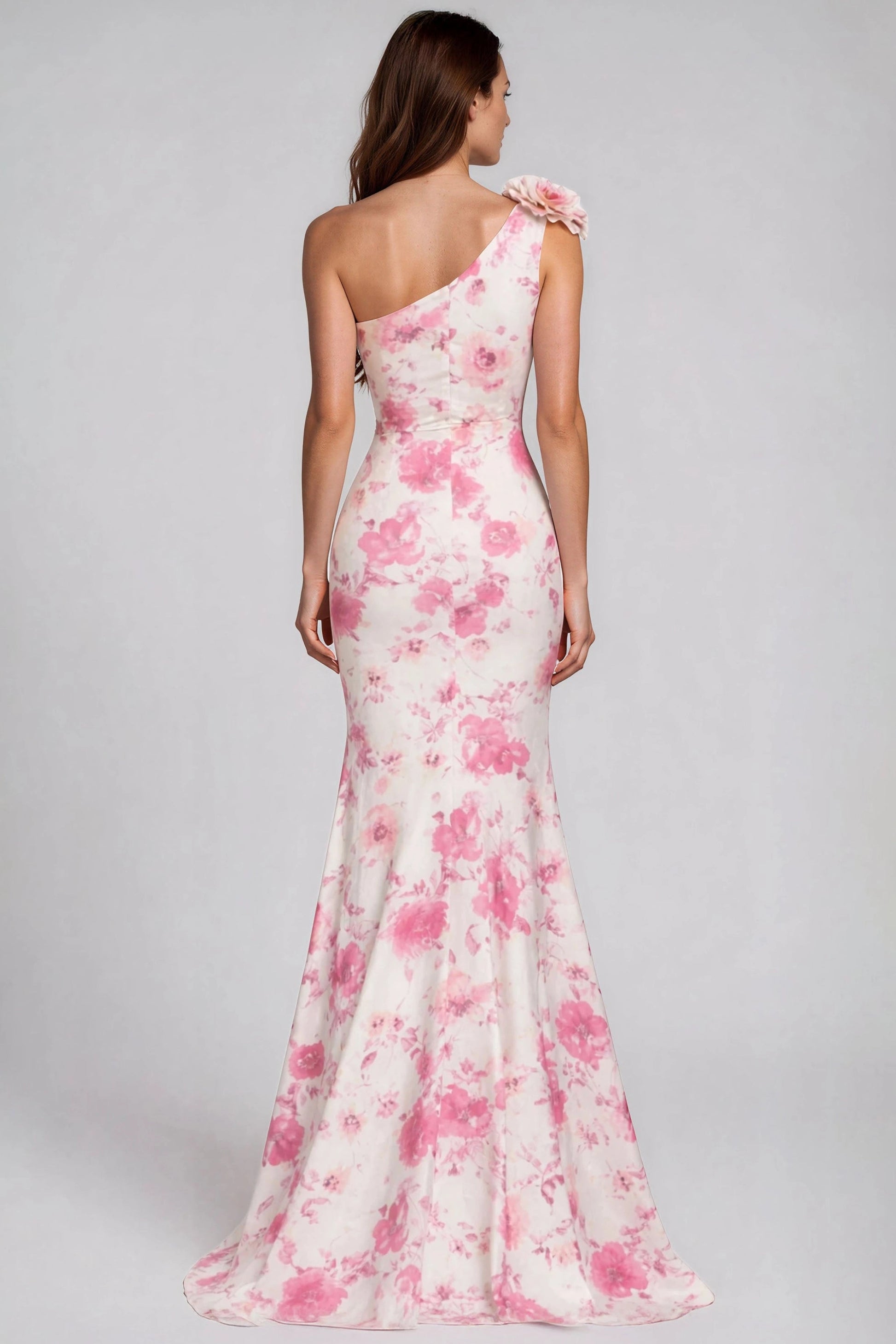 Romantic Mermaid One-Shoulder Sleeveless Classic Back Floor-Length Wedding Guest Dress