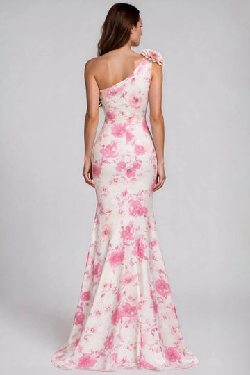 Romantic Mermaid One-Shoulder Sleeveless Classic Back Floor-Length Wedding Guest Dress