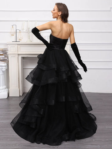 Elegant A Line Sweetheart Strapless Open Back Floor Length Wedding Dress