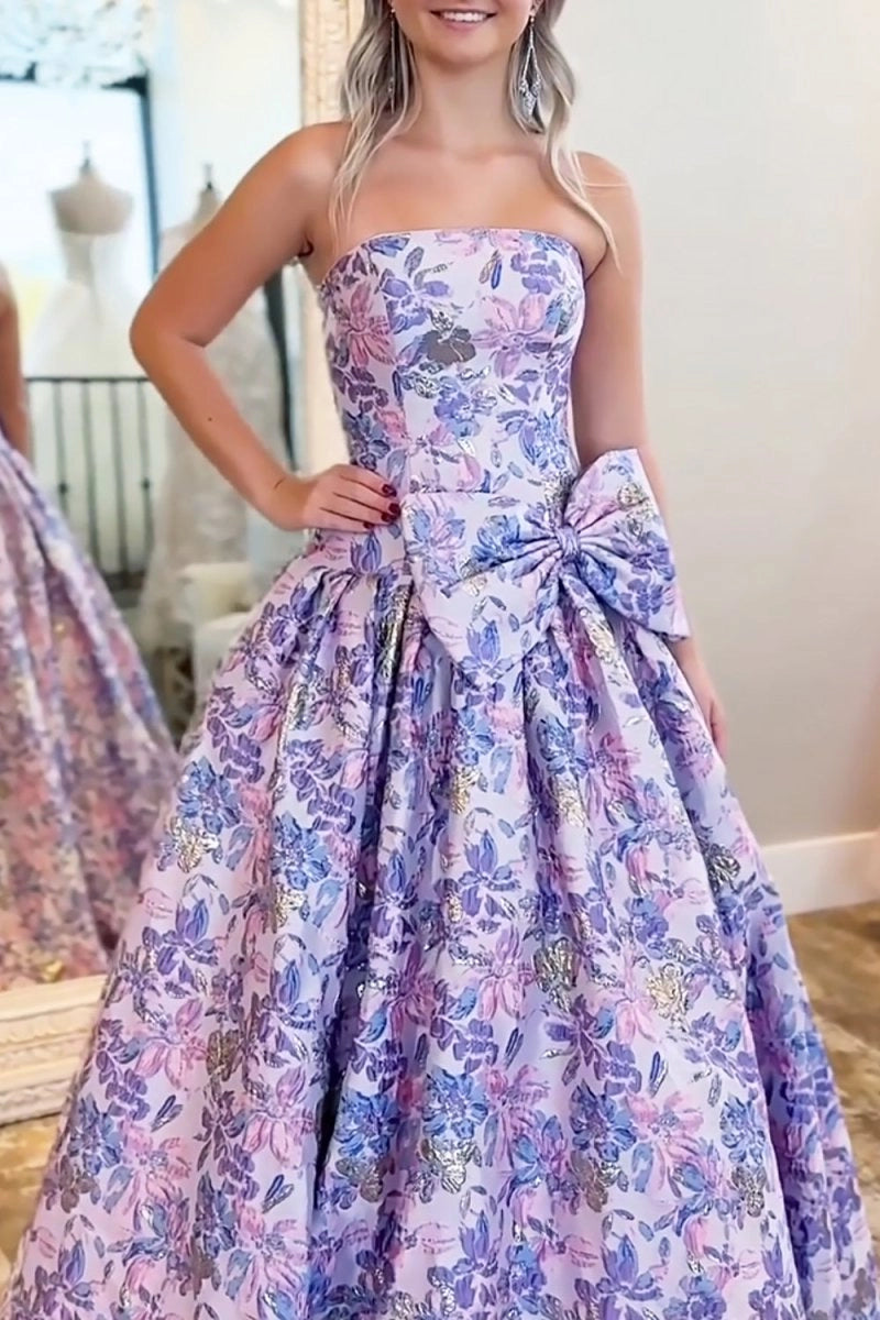 Elegant Ball‑Gown Strapless Sleeveless Lace‑Up‑Back Long Prom Dress