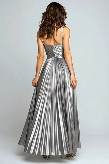 Elegant A‑Line Sweetheart Spaghetti‑Strap V‑Back High‑Slit Prom Evening Dress