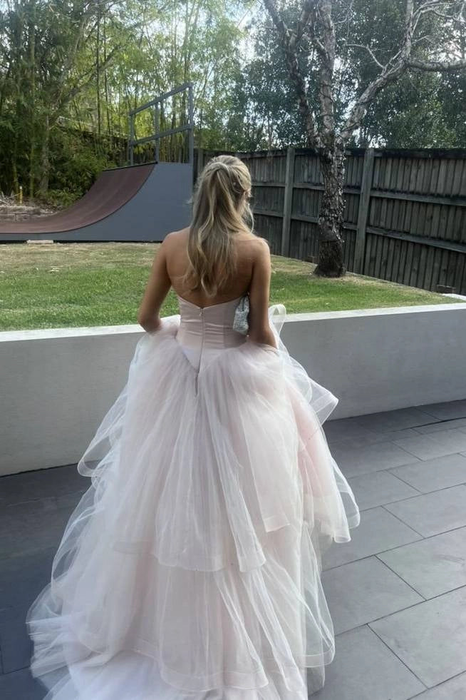 Voluminous Ball‑gown Sweetheart‑neck Strapless Zipper‑back Floor‑length Prom Dress