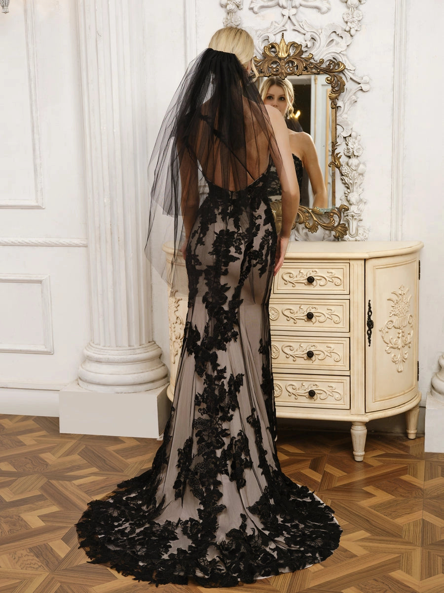 Gorgeous Mermaid One Shoulder Sleeveless Low Back Sweep Train Wedding Dress