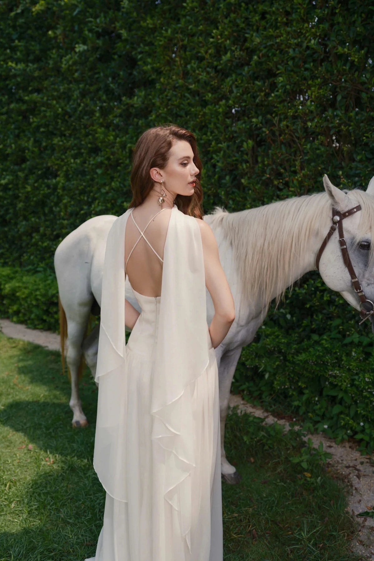 Elegant A‑Line Halter Sleeveless Criss‑Cross‑Back Floor‑Length Wedding Dress