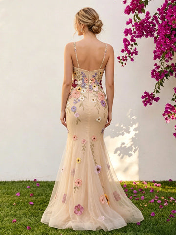 Back view Vedress open‑back mermaid bridal gown with invisible zipper