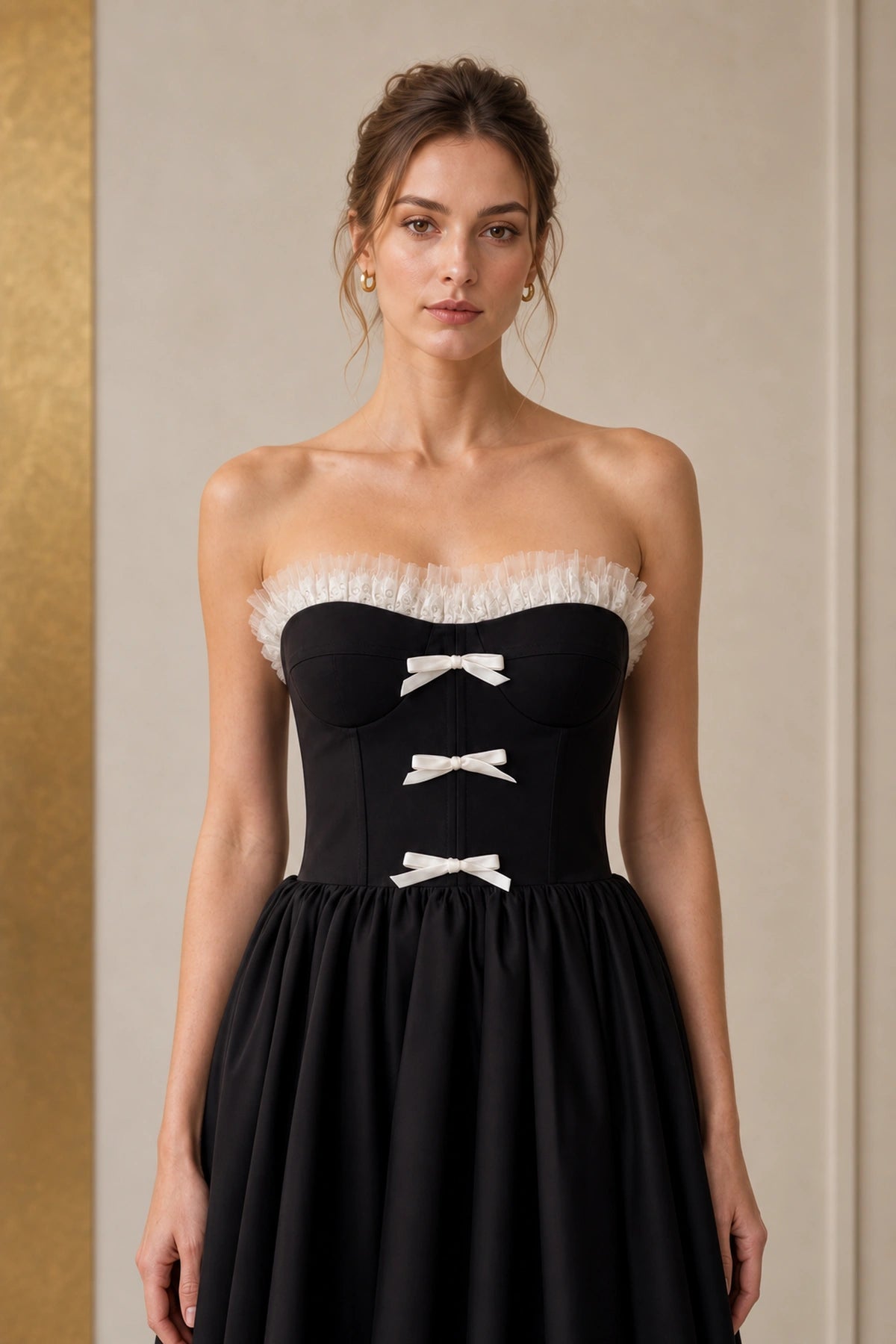 Coquette A-line Strapless Sleeveless Lace-up Back Midi Homecoming Dress