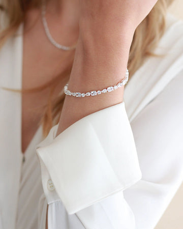 Mixed-Cut Cubic Zirconia Tennis Bracelet