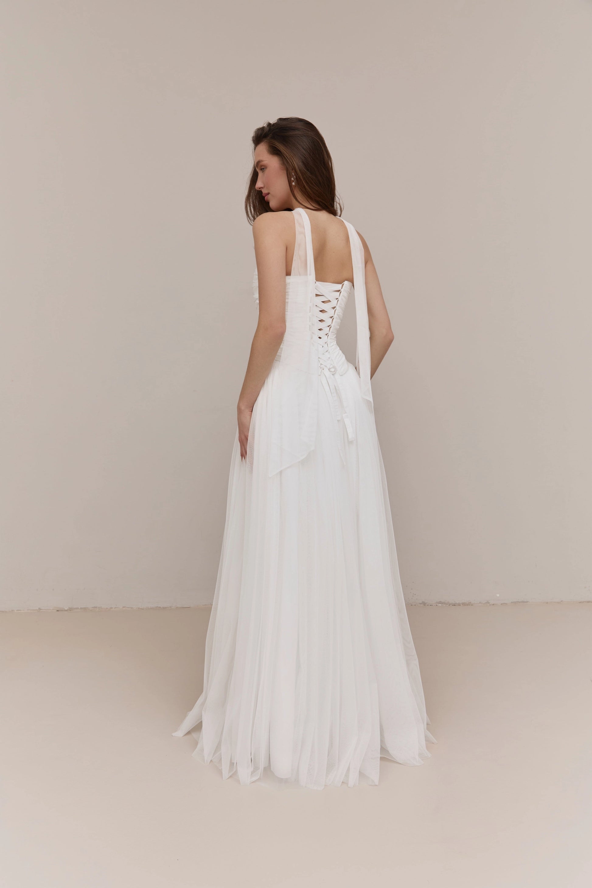 Dreamy A-line Strapless Cape Sleeve Corset Back Floor-length Wedding Dress