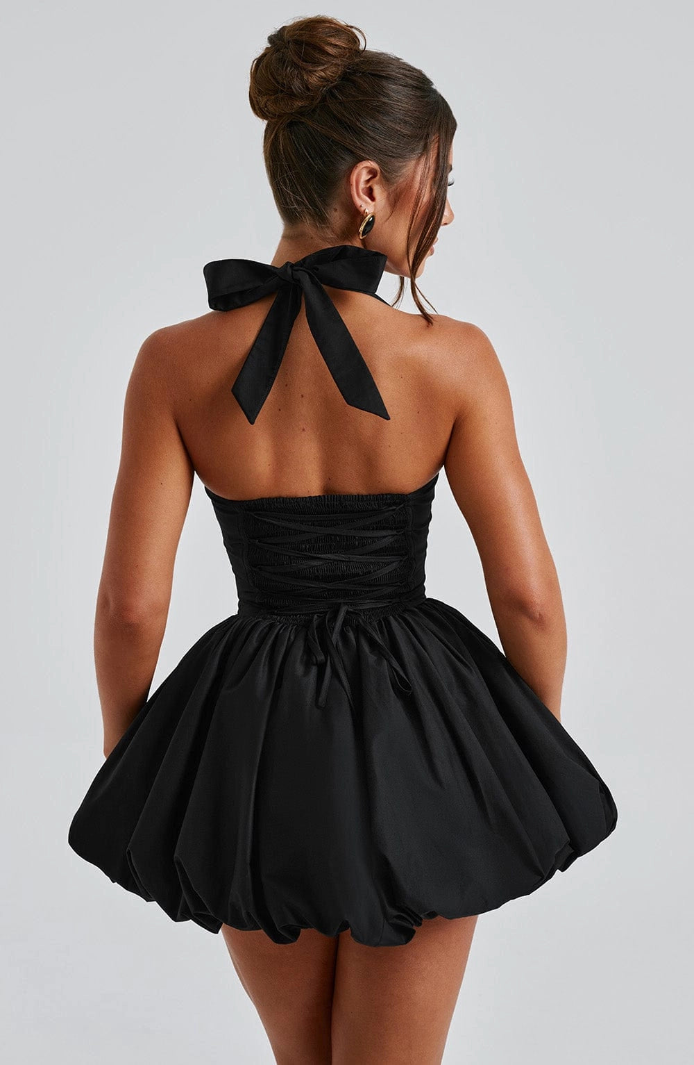 Vintage Bubble Halter Sleeveless Tie Back Mini Homecoming Dress