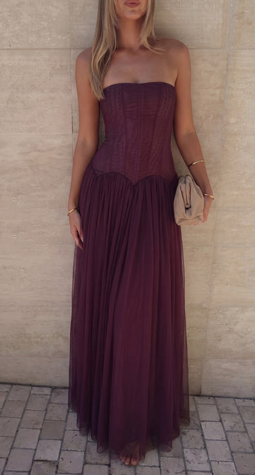 Elegant Ball Gown Strapless Corset Sleeveless Floor-Length Wedding Guest Dress