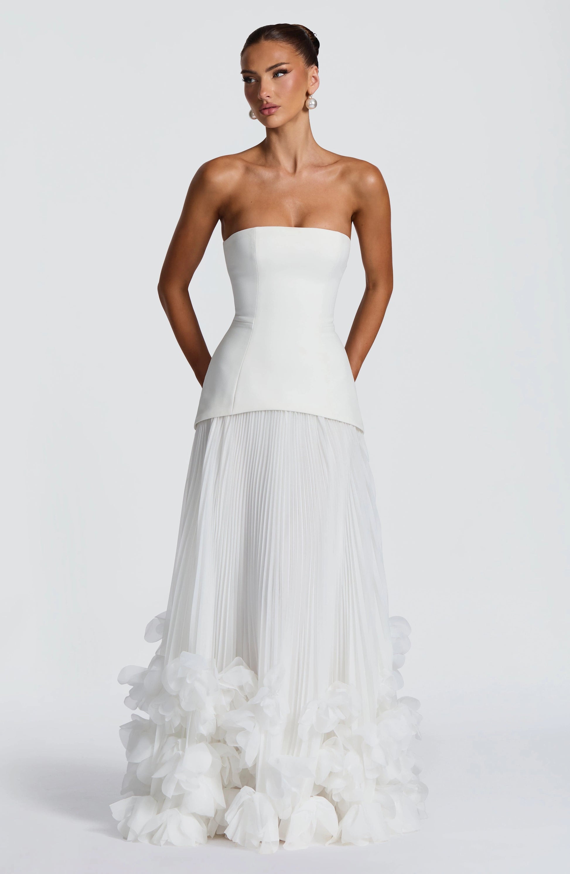 Slim Sheath Strapless Sleeveless Lace Up Back Floor Length Wedding Dress