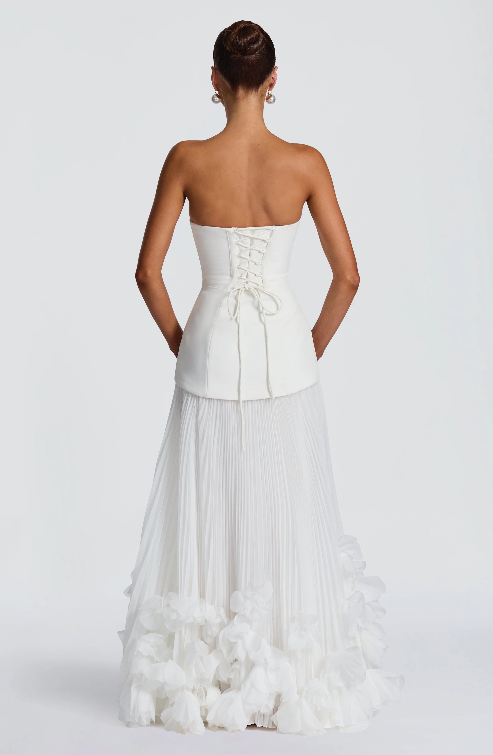 Slim Sheath Strapless Sleeveless Lace Up Back Floor Length Wedding Dress