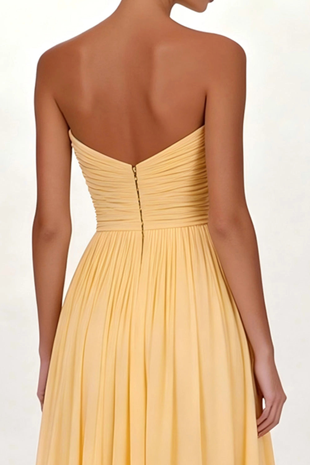 A-Line Strapless Sweetheart Chiffon Long Bridesmaid Dress