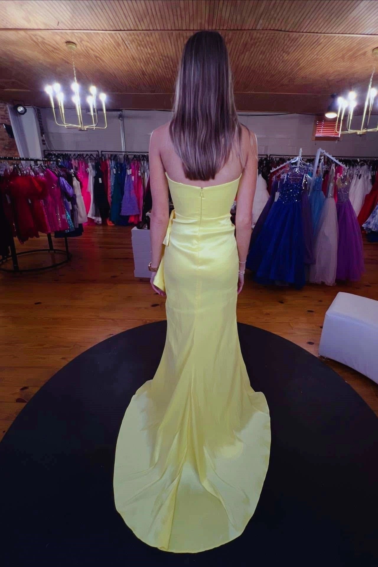 Soft Pink Mermaid Strapless Sleeveless Solid‑Back High‑Slit Floor‑Length Prom Dress