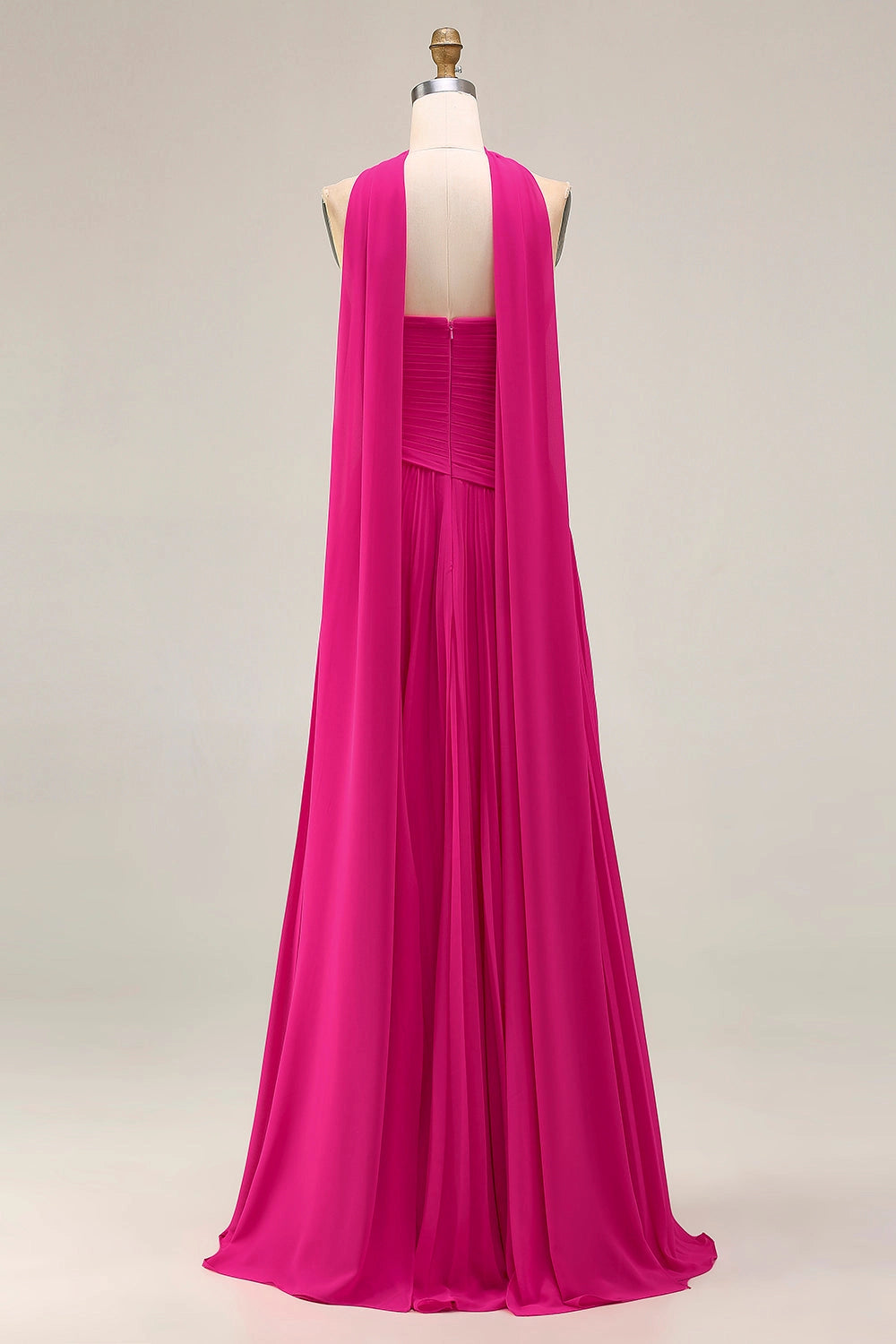 Fuchsia A Line Plus SizeStrapless Sweetheart Plain Back Pleated Long Prom Dress
