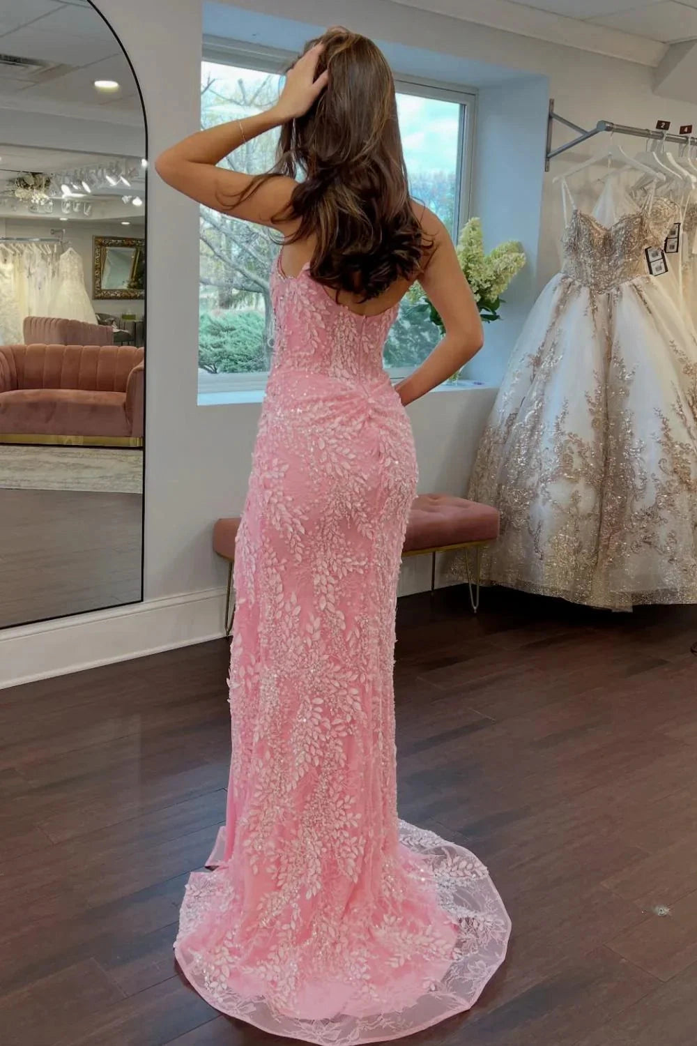 Beaded Mermaid Strapless Sweetheart Low‑Back Train‑Length Prom Dress