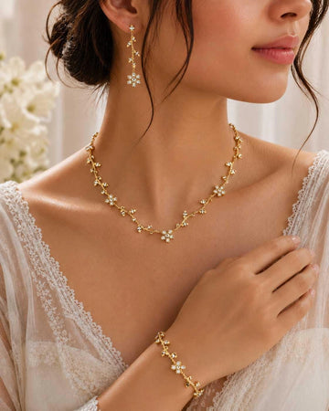 Floral Vine Rhinestone Jewelry Set