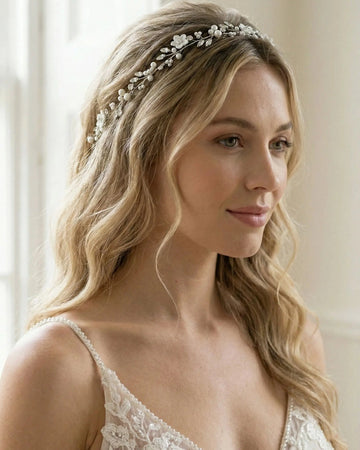 Floral Pearl and Crystal Bridal Hair Vine