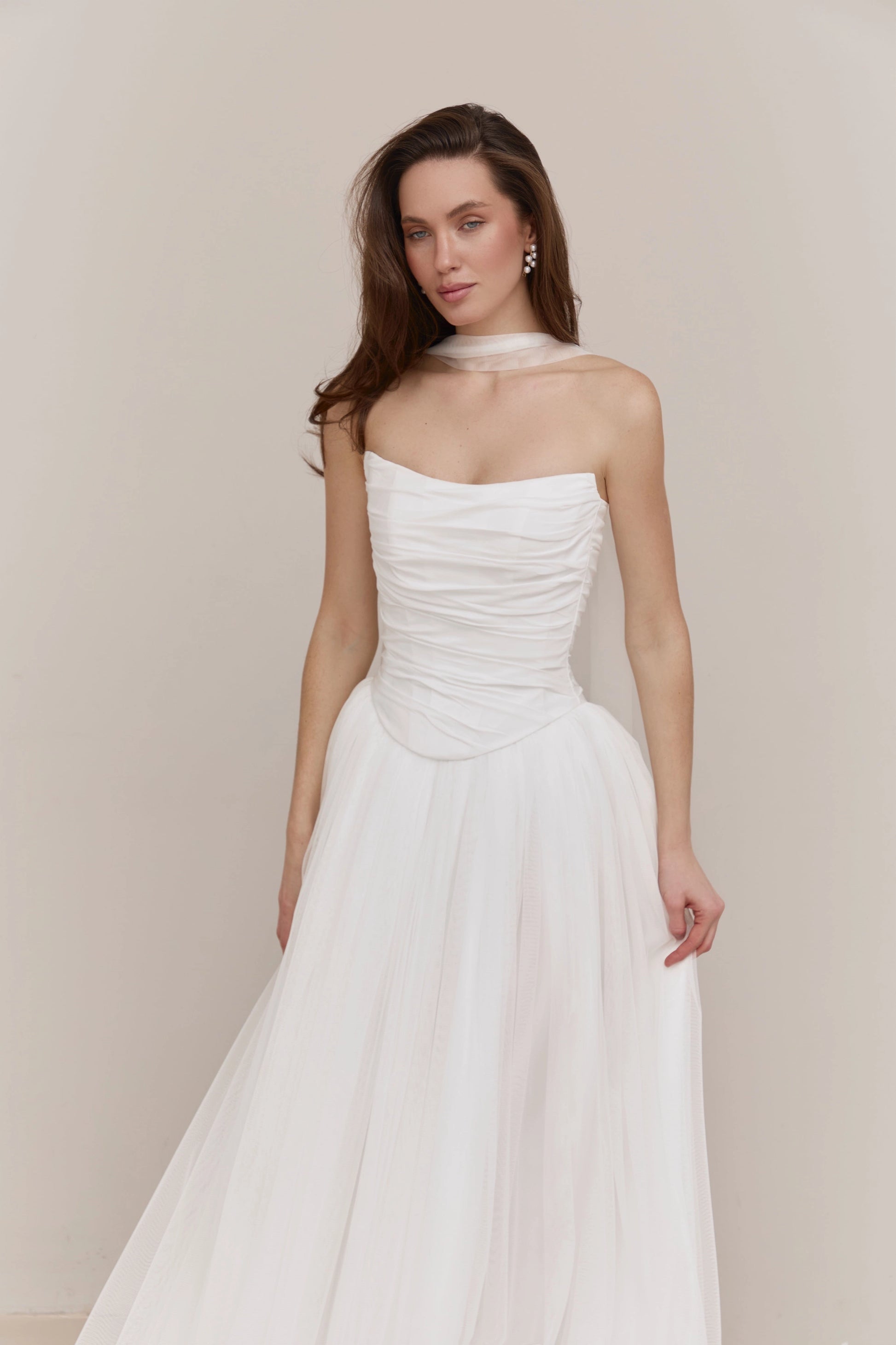 Dreamy A-line Strapless Cape Sleeve Corset Back Floor-length Wedding Dress