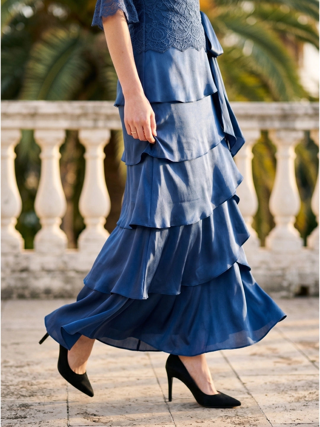 Modest A‑Line Off‑The‑Shoulder Flare‑Sleeve Zip‑Back Long Mother Of The Bride Dress