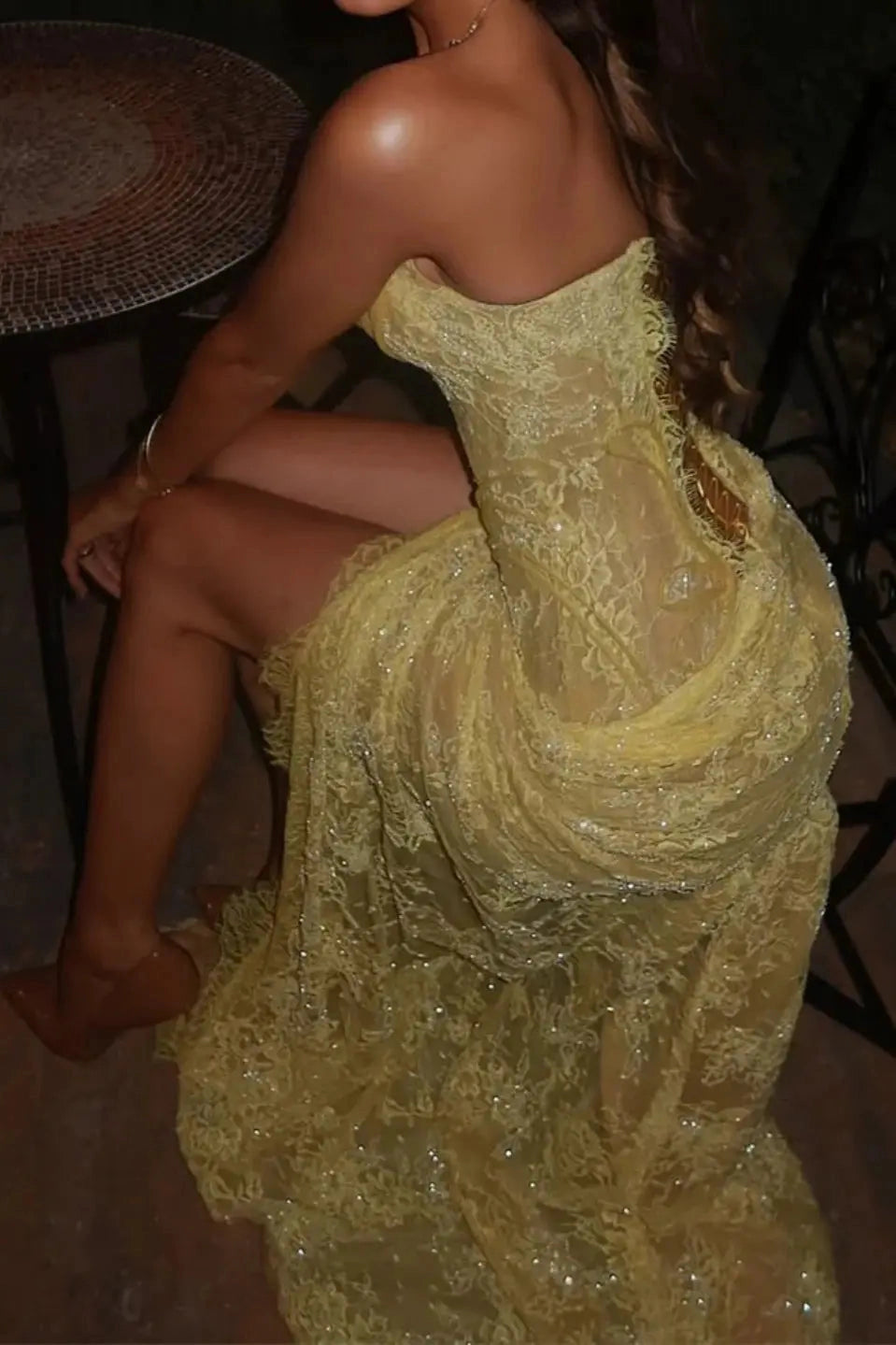 Elegant Mermaid Strapless Sweetheart Lace‑Up Back Long Prom Dress