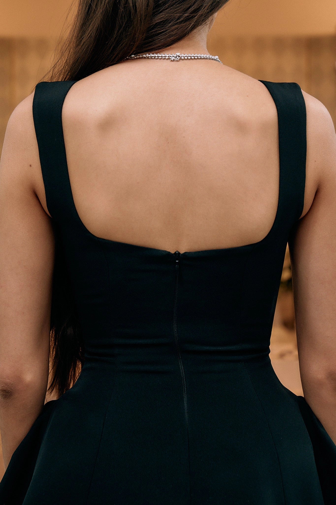 Structured A‑Line Square‑Neck Sleeveless Square‑Back Mini Homecoming Dress