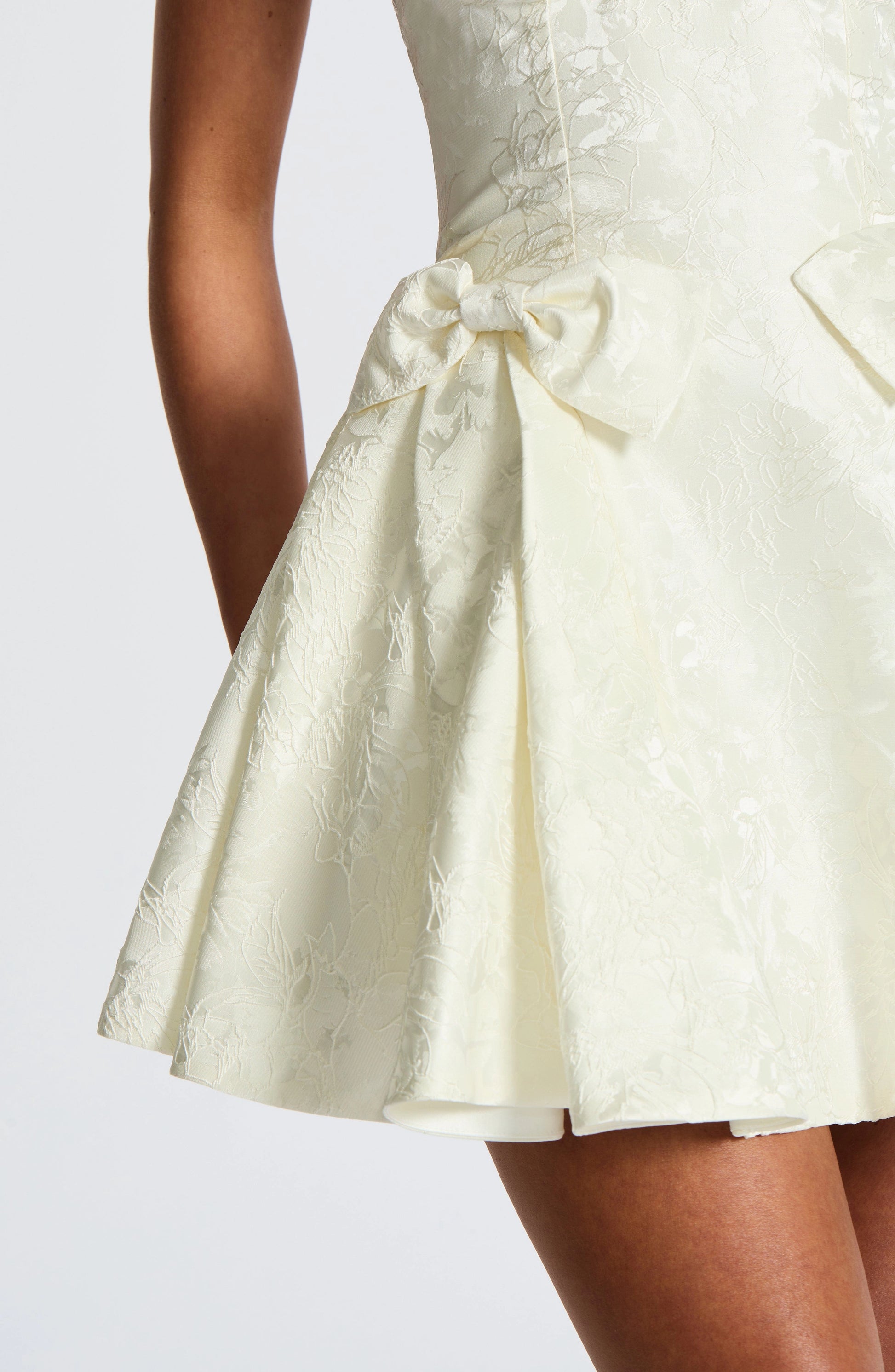 Cream A Line Halter Lace Up Back Bow Mini Homecoming Dress