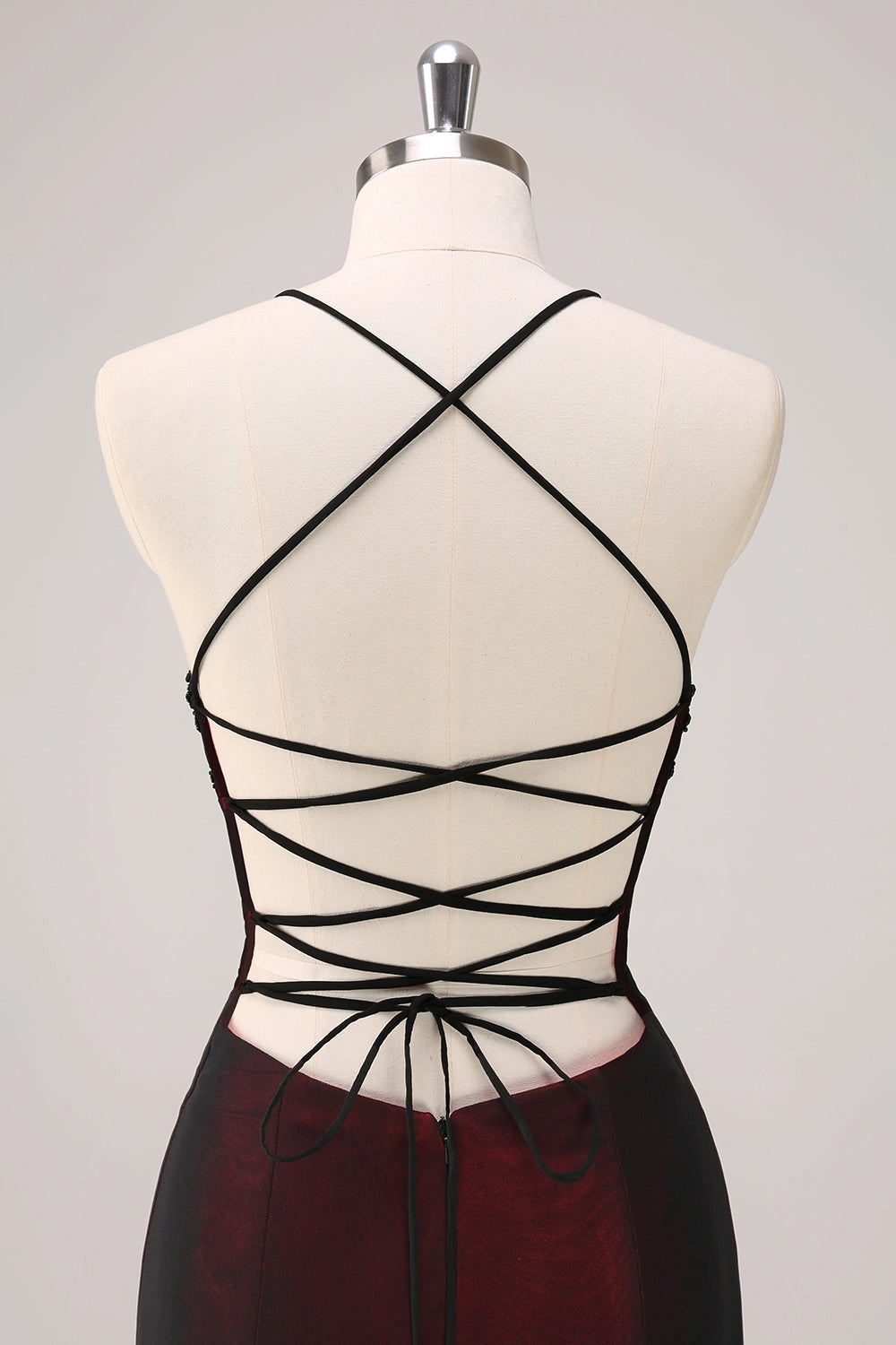 Mermaid Spaghetti Straps Lace-Up Back Long Wedding Guest Dress