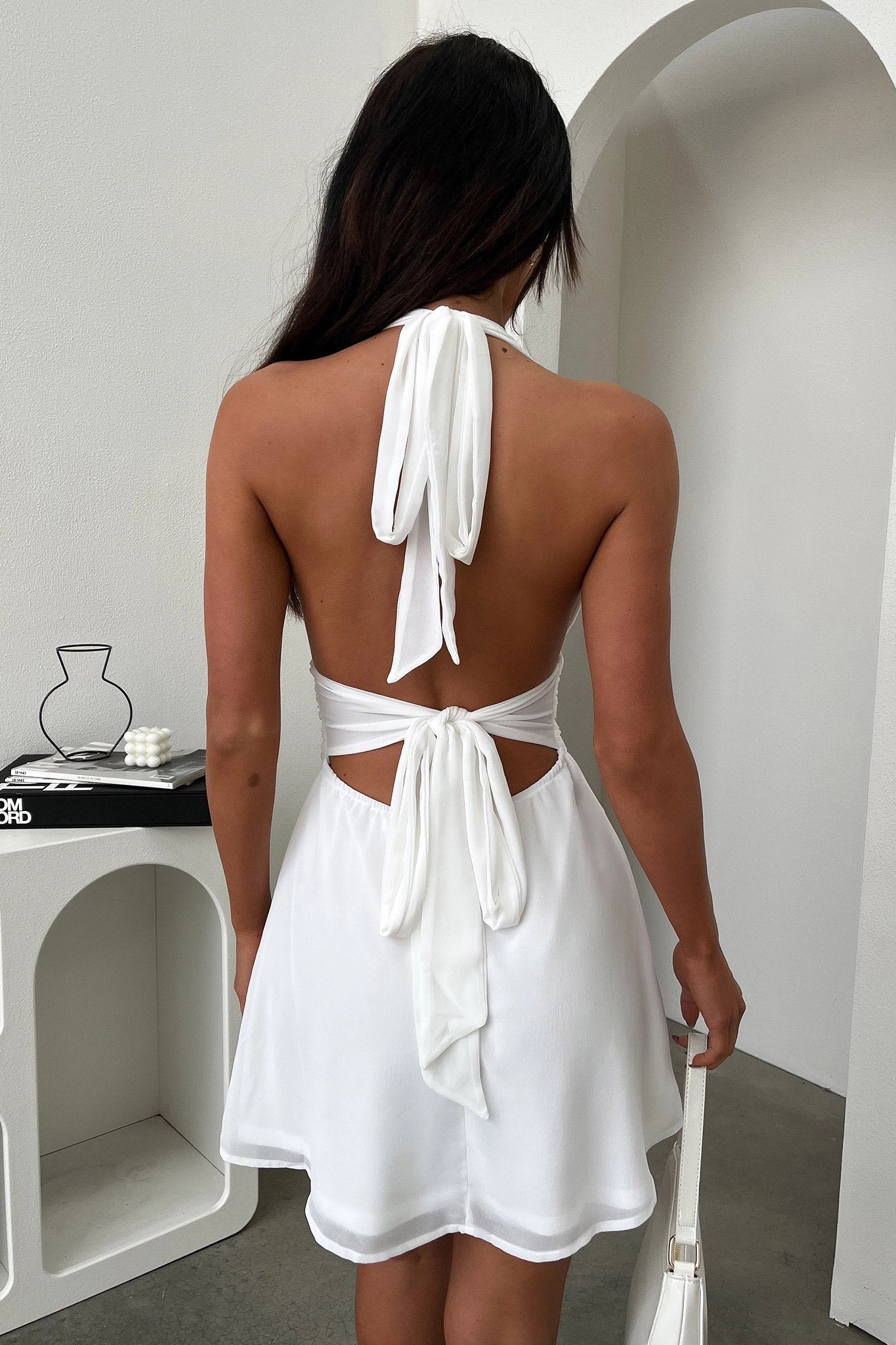 Vedress open back halter dress dual tie back rear view