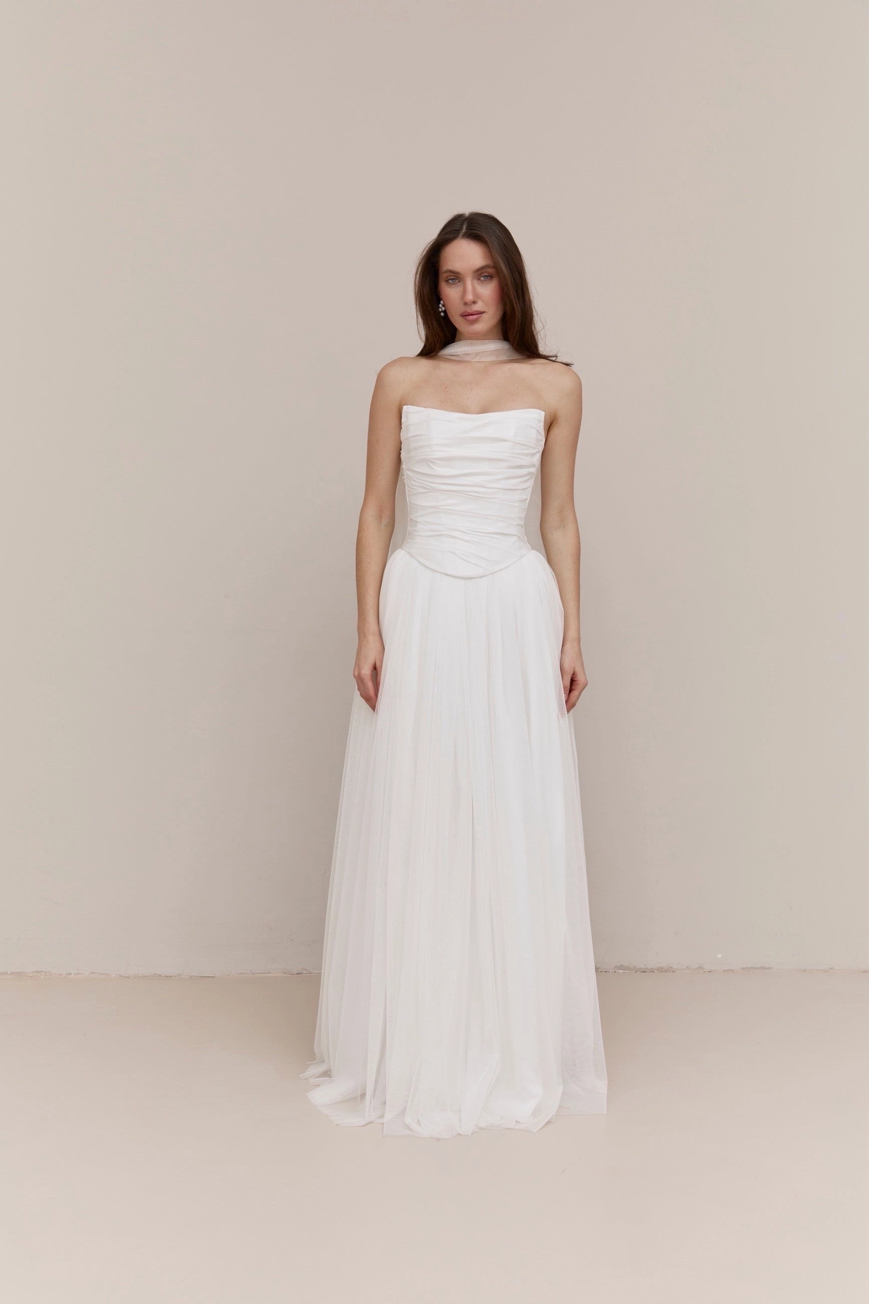 Dreamy A-line Strapless Cape Sleeve Corset Back Floor-length Wedding Dress
