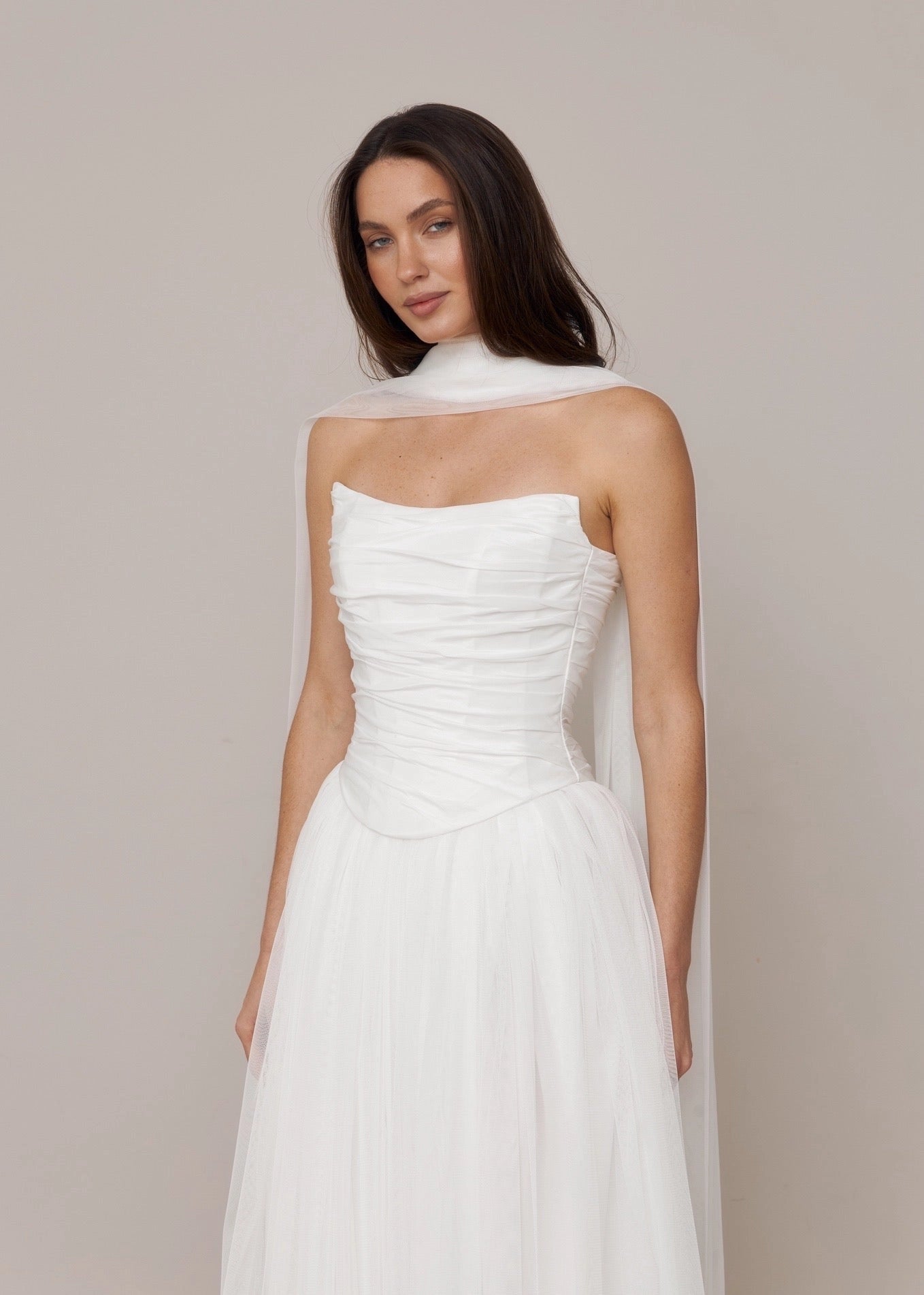 Dreamy A-line Strapless Cape Sleeve Corset Back Floor-length Wedding Dress