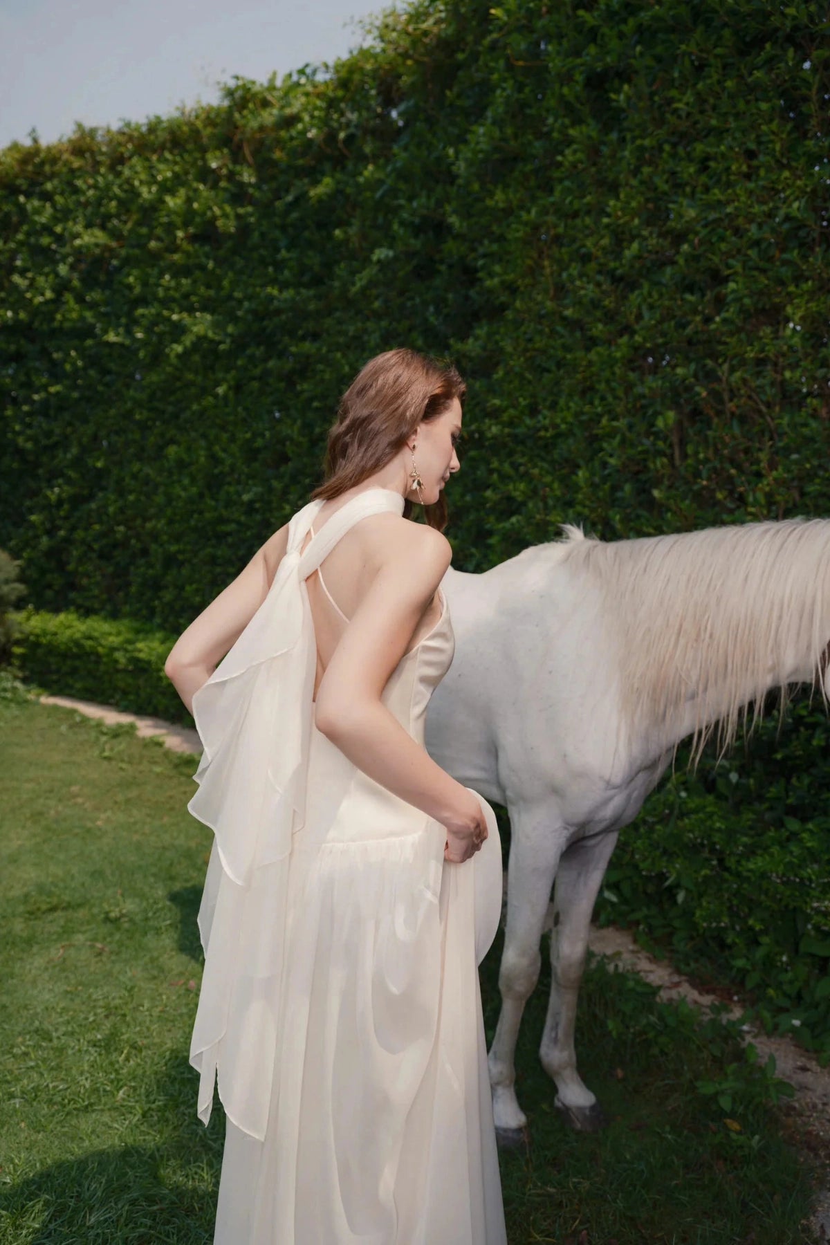 Elegant A‑Line Halter Sleeveless Criss‑Cross‑Back Floor‑Length Wedding Dress